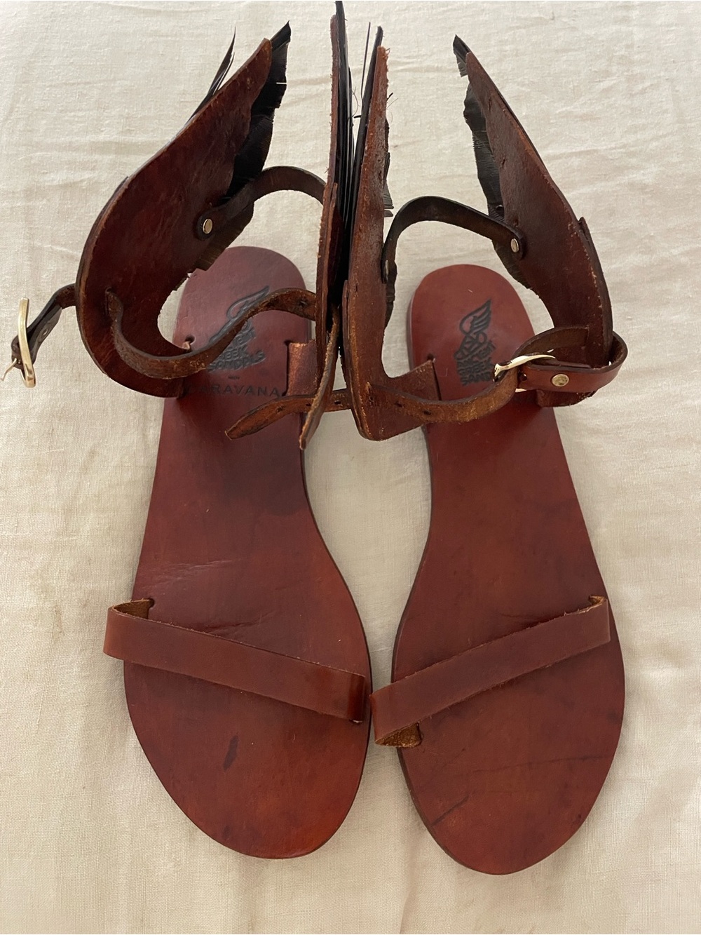 Ancient Greek Sandals Brown Leather Ankle-Strap Sandals